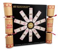 10 Deluxe Family Christmas Crackers - 10 Craft themed 14" Crackers with Party Hat, Joke and Gift Inside Each - Eco Crackers as Christmas Table Gifts or Crackers for Christmas Tree