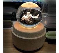 10 Different 3D Carved Crystal Balls, Wooden Music Box, Led Night Light, Rotatable Mechanical Music Box, Birthday Little Prince