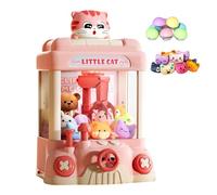 10 Dolls & 10 Capsules Mini grabber Machine, pastel Cat game machine Vending Toy for children, Strong Grip, Light & Sound Interactive amusement, Coordination, Party & Home Gift