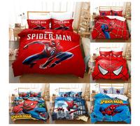 (10, Double/200cmX200cm) 3D MarvelSpiderman Qulit Duvet Cover Bedding Set Pillowcase Single Double KING#