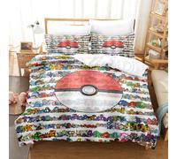(10, Double(200x200cm)) Pokémon Bed three piece set four piece set uk size duvet cover pillowcase