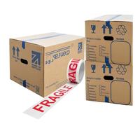 10 Double Wall Cardboard Packing Removal Moving House Boxes Large 58cm x 42cm x 35cm (23" x 17" x 14") with Printed Room Checklist, Carry Handles and 66 Metres Fragile Tape | Made in Britain
