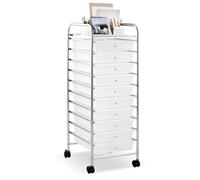 10 Drawer Rolling Storage Cart - Versatile Craft on Wheels, Metal Frame, Large Capacity - Ideal for Living Room, Classroom, Office & More (Clear)