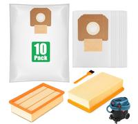 10 Dust Bags and 2 Flat Pleated Filters for Bosch GAS 35 L AFC/L SFC+/M AFC Dust Extractors,GAS 35 Vacuum Cleaner Bags for Bosch,Replacement Fleece Filter Bag