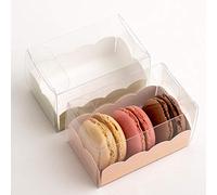 10 Empty Macaroon Boxes - 80x50x50mm Clear Box with Pink Elegance Insert