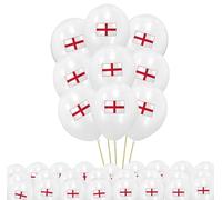 10" England Flag Balloons 15pcs - Red & White Helium Latex Balloons for St George’s Day, Football Matches, Sports Celebrations and Parties for Indoor & Outdoor