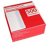 #10 Envelopes Letter Size Self Seal | 500 Business Mailing Security Peel and Sealing Envelope | 100% Tinted | no 10 White Windowless Legal Regular Plain Envelops Pack | 4-1/8 x 9-1/2 Inches | 24 LB