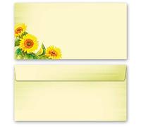 10 envelopes (windowless) Flowers & Petals, Sunflowers DIN Long (220x110 mm) | Paper-Media
