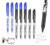 10 Erasable Pens Black Blue, 0.7mm Rub Out Pens Ink Eraser Pen with Rubber on the End, Friction Pen Erasable Gel Ink Pens for Kids Adults, Smooth Writing School Stationery for Notes Editing Paperwork