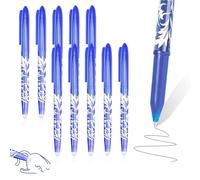 10 Erasable Pens Blue, 0.7mm Rub Out Pens Ink Eraser Pen with Rubber on the End, Friction Pen Erasable Gel Ink Pens for Kids Adults, Smooth Writing School Stationery for Notes, Editing, Paperwork