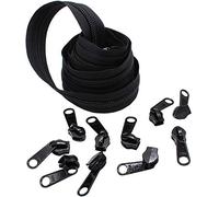 #10 Extra Heavy YKK Zipper Black Coil Chain - 5 Yards & 10 Long Pull Sliders - Made in The United States