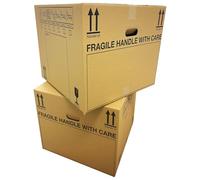10 Extra Large Cardboard Boxes - with Carry Handles (53cm x 53cm x 41cm 115 Litres). For Removals, House Moving, Packing, or Shipping. Includes Room Tick List