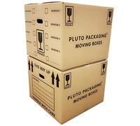 10 Extra Large Cardboard Storage Packing Moving House Boxes with Carry Handles and Room List 53cm x 53cm x 41cm 115 Litres