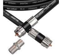 10 Feet, Black RG6 Cable with F Connector, Free F81/RF Double Female Adapter, Quad Shiled Low Loss High Shielding for HD TV, Dish, Satellite, Antenna, TV Cable 10FT