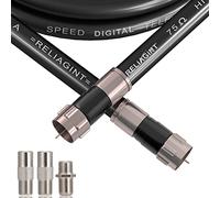 10 Feet, Black RG6 Cable with F Connector, Free F81/RF Double Female Adapter, Quad Shiled Low Loss High Shielding for HD TV, Dish, Satellite, Antenna, TV Cable 10FT