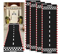 10 Feet Long Racetrack Floor Running Racer Party Decoration Mat Fold Race Tracks Decor Running Mat Drag Car Racer Party Supplies for Road Racing Car Theme Birthday Sport Games, 2 Feet Wide(4 Pcs)