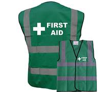 10 First Aid Green Hi Vis Viz Safety Vest Waistcoat, Reflective High Visibility EN471 BS,