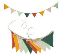10 Flags Fabric Bunting Banner, Reusable Triangle Bunting, Double-Layer Solid Color Cotton Bunting Garland for Easter, Afternoon Tea, Birthday, Garden Party