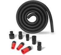10 Foot Long Dust Collection Power Tool Hose Kit with 8 Attachments for Multiple Types/Brands of Power Tools and Work Shop Vacuums Featuring Sili Flex Fit Fittings (Hose w/ 8 Fittings)
