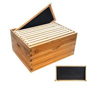 10 Frame Bee Hive Deep Box, Langstoth Deep Brood Beehive Box Dipped in 100% Beeswax, Wooden Beehive Box with Frames and Wax Foundations for Beekeeping Supplement