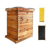 10-Frame Beehive Starter Kit, Wax-Coated Langstroth Complete Bee Hive Kit Includes 2 Deep Brood Box & 1 Medium Super Bee Box with Beehive Frames and Waxed Foundation Sheet for Beginner Beekeepers
