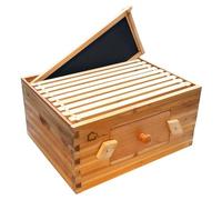 10 Frame Deep Brood Box, Langstroth Beehive Deep Box Dipped in 100% Beeswax, Bee Hive with Transparent Acrylic Windows Beehive Frames and Wax Foundations for Beekeeping Supplement