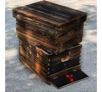 10 Frame Double Deep Beehive Kit, Carbonized Fir Wood Bee Hive with Frames & Foundation, Complete Beekeeping Box for Honey Bees