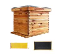 10-Frames Bee Hive Starter Kit, 100% Beeswax Coated Complete Beehive Kit Includes 1 Deep Box and 1 Medium Bee Box with Beehives Frames and Wax Foundations for Beginner Beekeepers