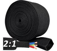 10 FT 2 inch 2:1 Heat Shrinkable Braided Sleeving Heat Shrink Sleeve Abrasion Protection Flexibility Wiring Harness Cable Sheath