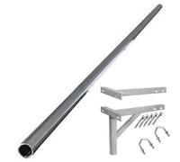 10' ft feet / foot 3m STEEL mast 1.5" aerial mounting mast pole and 12" Galvanized T&K wall bracket fixing KIT