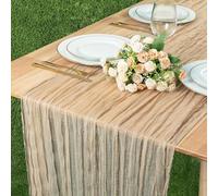 10 FT Khaki Cheesecloth Table Runner 90x300cm Sand Boho Gauze Table Runner Wedding Dining Table Decorations for Holiday Birthday Party Baby Shower Event Decorations Summer Garden Farmhouse