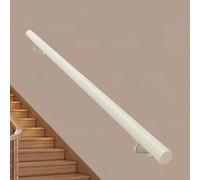 10 FT White Wooden Stair Rail, Wall-Mounted Handrail for Indoor/Outdoor Steps, Wrought Iron Brackets Included, Safety Grab Bar for Staircase
