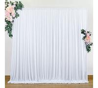 10 ft x 10 ft Wrinkle Free White Backdrop Curtain Panels, Polyester Photography Backdrop Drapes, Wedding Party Home Decoration Supplies