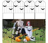 10 ft x 24 in Halloween Garden Fence, 10 Pcs Bat Fence Spooky Graveyard Fence Rustproof Metal Wire Fencing for Outdoor Yard Party Decor (Black, 10 ft(L) x 24 in (H))