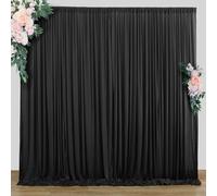10 ft x 8 ft Wrinkle Free Black Backdrop Curtain for Parties, Polyester Black Photo Backdrop Drapes for Graduation Birthday Wedding Party Stage Curtains
