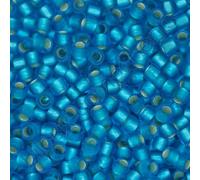 10 g TOHO Round Seed Beads Rocailles, Size 11/0, Silver Lined Frosted Dark Aqua (# 23BF), Japan, Glass