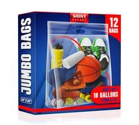 10 Gallon Jumbo Storage Bag With Handle & Resealable Zipper Top Huge Size 24" x 24",12 Clear Big Plastic Bags Extra Large XL, 4 Mil Thick Heavy Duty for Linen, Baby, Sports