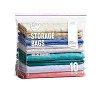 10 Gallon Jumbo Zipper Lock Storage Bags 24" x 20.5"+7",Reusable XL Size Plastic Bag with Zip Top and Bottom for Food,Clothing,Travel,Moving,BPA-Free,3-Mil Thick