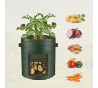 10 Gallon Potato Grow Bags, 1 Pack Planter Bag with Flap Window & Handles, Durable PE Fabric Planting Containers for Potatoes, Carrots, Onions, Tomatoes, Vegetables & Herbs Growing Planter, Green
