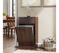10 Gallon Single Hidden Kitchen Wooden Tilt Out Trash Cabinet (Walnut)