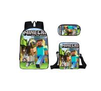 (10) Game Cartoon Minecraft Character Printed Children Capacity Backpack Large