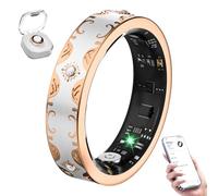 10 Gen Diamond Smart Ring and Wireless Charging Case【Industry Ranking No.1 - 0 Measurement Error】2025 Smart Ring Women for Sleep Monitoring, Wearable SpO2, Compatible with Android and iOS【White 8#】