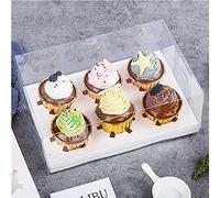 10 Gift Boxes Transparent Cake Boxes ,6 Holes Inserts Cupcake & Dessert Boxes | Tall Transparent Cupcake Box | Insert in White,orBlack | Fits Muffin & Cupcakes Cases(9.4"x 6.7" x 3.9" ) (white)