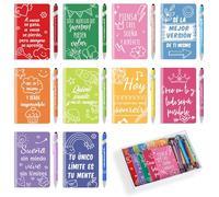 10 gift sets with inspirational sayings, consisting of 10 motivational small notebooks and 10 ballpoint pens, are gifts for colleagues, employees, classmates, students and family