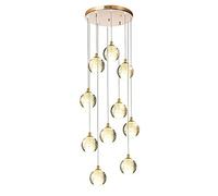 10 Glass Balls Chandelier Staircase Duplex Building Multi Lights Pendant Light Villa Hollow Living Room Loft Rotating Long Chandelier 45x150cm