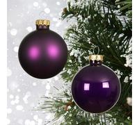 10 glass christmas baubles - fig purple baubles for Christmas tree - hanging tree decorations - fig colour - 6cm 60mm round bauble ornaments.