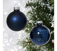 10 glass christmas baubles - night blue baubles for Christmas tree - hanging tree decorations - deep blue colour - 6cm 60mm round bauble ornaments.