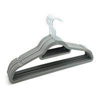 (10) Grey Velvet Coat Hangers Clothes Velour Flocked Non Slip Curved