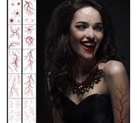 10 Halloween Vein Face Tattoos 3D Scary Blood Stain Vascular Funny Waterproof Tattoo Stickers