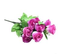 10-Head Artificial Rose Bud Arrangement Made of Silk Fabric for Wedding Mirror Frame Decor Home Balcony and Gallery Wall Styling (Purple)